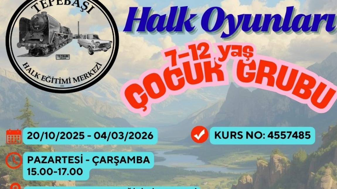 TÜRK HALK OYUNLARI ÇOCUK GRUBU (09-12 YAŞ) KURSU BAŞVURULARI BAŞLADI.